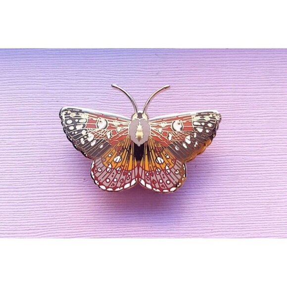 Mormon Metalmark Butterfly Enamel Pin‎ - Gold Plated Nature Jewelry & Brooch - Picture 9 of 11